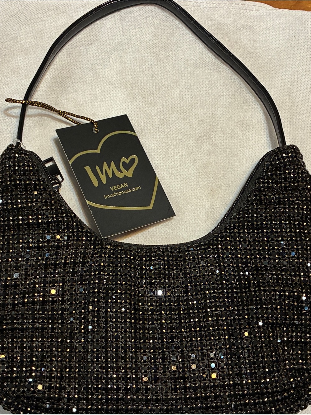 Imoshion Black Crystal-Embellished Shoulder Bag